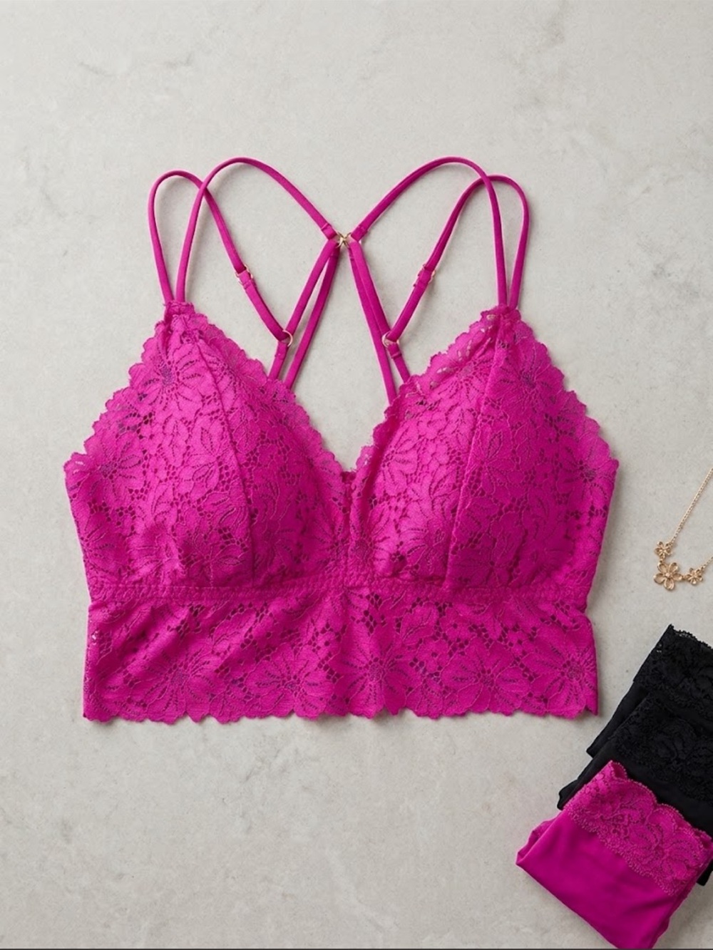 Like New Unbranded Pink Floral Lace Bralette – Women’s Size Small